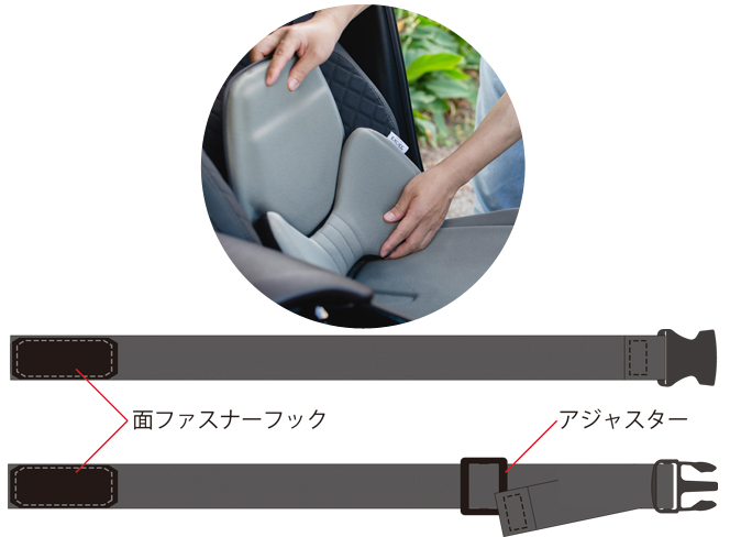 便利なクッション用の付属ベルト付き